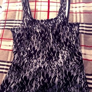 Express Black and White lace Peplum Top